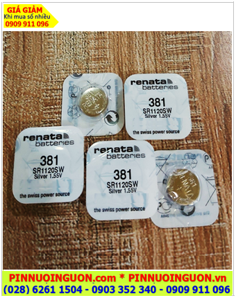Renata SR1120SW, Pin 381_Pin 1.55v Silver Oxide Renata SR1120SW chính hãng (Vỉ 1viên)